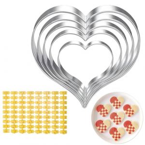 Lot de 5 emporte-pièces courbés et lisses en forme de cœur + emporte pièce personnalisé biscuit et tampon lettre alphabet, emporte piece coeur, Emporte-pièces en acier inoxydable (ESTRINGLE Sp. z o.o., neuf)
