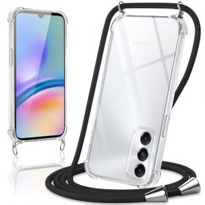 Coiwxmoi Coque avec Cordon pour Samsung Galaxy A05s 6.7", Collier Réglable Téléphone Étui Portable Lanyard Case Transparent Ultra Souple Silicone TPU Housse Antichoc Protection Cover, Noir (Ian James Craig, neuf)