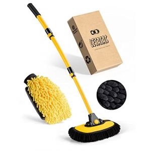 lesasas Kit de brosse de lavage de voiture avec manche extensible de 50 &agrave; 102 cm, serpill&egrave;re et gant en microfibre chenille douce, manche coud&eacute; &agrave; 15&deg;, outil de nettoyage automatique anti-rayures pour (Motonox, neuf)