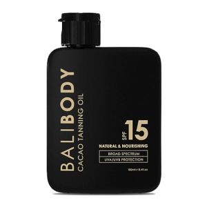 Bali Body Huile bronzante de cacao SPF 15 | Pour un bronzage profond et naturel | Huile bronzante hydratante à base de cacao biologique, teinte chocolat | Végétalien, sans cruauté envers les animaux (Bali Body UK, neuf)