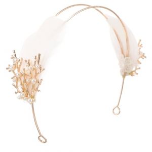 WOONEKY Plume Headpiece M&eacute;tal Dor&eacute; pour Mariage et Soir&eacute;e Bandeau Accessoire Cheveux &Eacute;l&eacute;gant pour Femmes Coiffe Plume et Polyvalente pour Mari&eacute;e et Filles (Jan Yagers, neuf)