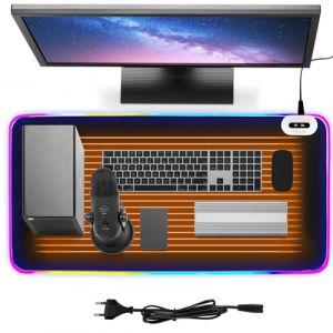 SKIKHN Tapis de Souris Chauffant, 80 x 40 cm Tapis de Souris avec Fonction Chauffante avec 7 Modes d'&Eacute;clairage LED, Sous Main Chauffant avec 7 Niveaux de Chauffage, pour le Bureau/la Maison (ENSHISHISHUBAODIANZISHANGWUYOUXIANGONGSI, neuf)