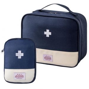 Fenglin-joy Trousse de Premiers Secours,2 Pcs Portable Bo&icirc;te M&eacute;dicale Bo&icirc;te Sacs de M&eacute;dicaments Vides Sac de Rangement de M&eacute;dicaments for Travelling Camping Home Hiking (Bleu Marine) (weiyuan-shop, neuf)
