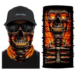 ShopINess Cache-Cou Moto Multifonction Tête de Mort – Tour de Cou Sport Homme Femme, Foulard Bandana Masque Crâne pour Moto, Ski, Randonnée, Halloween (ShopINess, neuf)