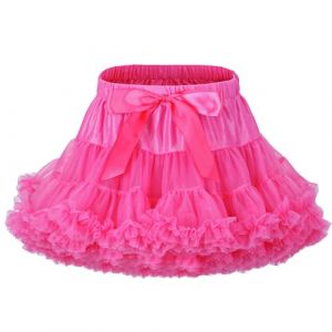 LACOFIA Jupe Tutu en Tulle pour Fille Princesse Tutu Pettiskirt pour Enfant Mini Jupe &agrave; Bulles pour la F&ecirc;te et la Danse Rose L 8-10 Ans (Lacofia, neuf)