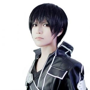MEX Cosplay perruque compatible with Sword Art Online Kirito, Kazuto Kirigaya, Yuichiro Hyakuya, Ryuta Sakamoto (VintGaoGold, neuf)