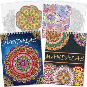 Elfew 2 Pièces Mandalas Livre de Coloriage pour Adultes, 80+ Mandalas Livre de Coloriage Anti Stress pour Adultes, Dessin Adulte Coloriage Anti Angoisse, Relaxation (ElfewDirect, neuf)