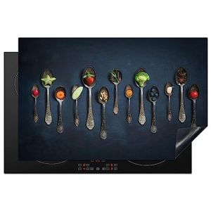 KitchenYeah&copy; Protection Plaque Induction 80x52 cm Protege Deco Cuisine Cache Prot&egrave;ge De Cuisson Accessoire &Eacute;pices - Cuill&egrave;re - Argent - &Eacute;pices - Industriel (KitchenYeah, neuf)