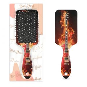 Brosse à cheveux en forme de guitare de feu, motif guitare de musique, brosse à cheveux humide et sèche avec coussin d'air, brosse à cheveux démêlante en plastique pour enfants, adultes, cadeau de (Lucky Betty, neuf)