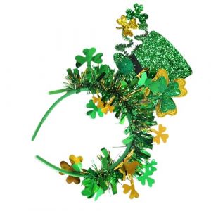 Hogvinnatil Bandeau de cheveux tr&egrave;fle, bandeau pour la Saint-Patrick - Bandeau de cheveux avec rayures color&eacute;es tr&egrave;fle vert - Bandeaux de cheveux de carnaval du jour irlandais avec (rivtandt, neuf)