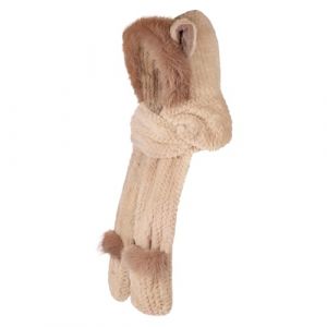 Ensemble 3 en 1 Chapeau Echarpe Moufle Femme Fille Bonnet Hiver Chaud en Peluche Chapeau Chapka Cagoules avec Foulard et Gants Cache Oreilles Capuche Bonnet de Ski Voyage No&euml;l Outdoor (renard kaki) (IBlueloveruk, neuf)