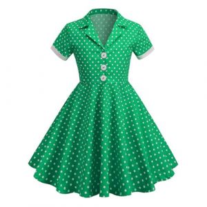 Robe C&eacute;r&eacute;monie Vintage Fille Enfant Robe Rockabilly Ann&eacute;e 50/60 Retro &agrave; Pois Polka Dot Imprim&eacute; Floral Robe Pin Up de Soir&eacute;e F&ecirc;te Cocktail No&euml;l Mariage sans Manches A-Ligne Dress de Princesse 3-8 Ans (⭐⭐⭐⭐⭐AEGJEGVD⭐⭐⭐⭐⭐, neuf)