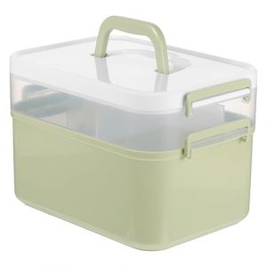 HONITANO Bo&icirc;te &agrave; Outils de Manucure Grosse Taille Verte en Plastique PP Bo&icirc;te de Rangement Portable pour Vernis &agrave; Ongles Compartiments Amovibles &Eacute;tui pour Accessoires Nail Art Usage (LUWELI, neuf)