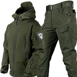 KEAAN Hommes Costumes De P&ecirc;che Hiver Peau De Requin Soft Shell Polaire &Eacute;pais Alpinisme Camping V&ecirc;tements Tactiques Formation &Eacute;tanche Ensemble-Army Green||S (ergui EU, neuf)