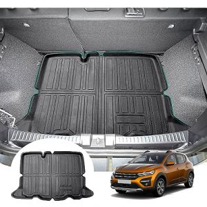 GAFAT Dacia Sandero 3 / Sandero Stepway 3 III 2021-2024 2025 Tapis de Coffre, Facile &agrave; Plier, Sandero 3 Tapis TPE Toutes Saisons, Bord Haut Multifonction [Plancher de Chargement Inf&eacute;rieur] (GAFAT(EU), neuf)
