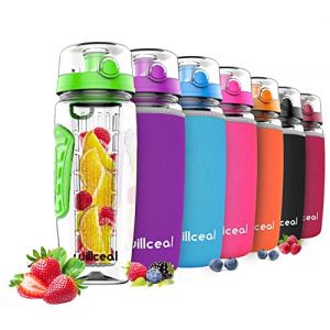willceal Bouteille d'eau avec infuseur &agrave; Fruits 0,95 l Fabriqu&eacute;e en Tritan sans BPA, Couvercle &agrave; Rabat, Anti-Fuite Convient pour Le Sports et Le Camping (Vert) (Willceal, neuf)