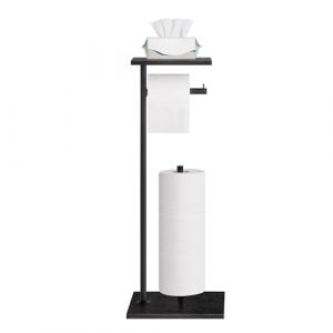 Porte-Rouleau de Papier Toilette sur Pied avec étagère de Rangement supérieure, Distributeur de Papier Toilette sur Pied au Sol 4 Rouleaux de réserve (Nandae, neuf)