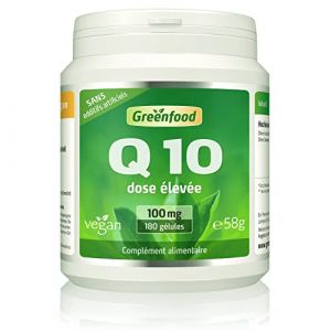 Greenfood Coenzyme Q10, 100 mg, dose élevée, 180 gélules - produites par fermentation naturelle. SANS additifs artificiels, sans génie génétique. Vegan (Greenfood Natural Products, neuf)