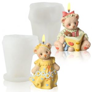 FYting Moule Bougie,2 pièces Moule Silicone Bougie,Décoration de Bougies 3D, Aromathérapie, Fabrication de PlâTre, Adaptée à Noël, LAnniversaire,Fête des MèRes, Saint Valentin (Joli ours) (WcxFLY, neuf)