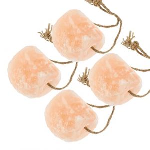 HAF® Lot de 4 pierres à lécher de sel de 5 à 6 kg avec cordon pour chevaux, bovins, gibiers et moutons | Pierre à lécher en 100 % sel cristal de roche | Pierre minérale du Pakistan | Taille : 5-6 kg | (HAF GmbH, neuf)