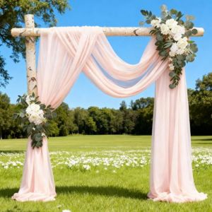 Alaoo Rideau en Tulle Rose, 500x160cm Arche Tenture Mariage, Voilage Rose, Rose Tissu drap&eacute; Arche Rideaux, Toile Plafond Swag d&eacute;corations pour D&eacute;coration de Mariage C&eacute;r&eacute;monie F&ecirc;te Rideau de Gaze (Alaoo, neuf)