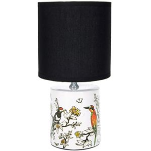 BRUBAKER Lampe de table ou de chevet Design d'oiseau asiatique - Lampe chinoise avec base en c&eacute;ramique - Hauteur 29,5 cm, Blanc Noir (BRUBAKER (Der Schnellversender!), neuf)
