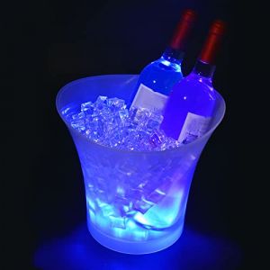 Tiandiren Seaux à Glace LED, 5L Seau a Champagne Coloré LED Lumière Glacée Cube de Champagne, Dégradé de Couleurs, pour Champagne vin Boissons Cerise Glace, Refroidisseur Bar Club Pub (FR Shopping Store, neuf)