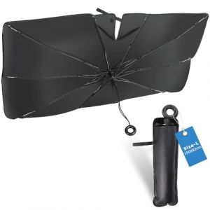 Pare-Soleil Voiture Pare Brise Avant Parapluie 150cm x 82cm - 2024 Nouveau Parapluie Pare Soleil Voiture- Protection UV - Isolation Thermique - Pliable - pour la Plupart des Voitures, SUV et MPV (RescienDirect, neuf)