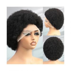 perruques pour femmes Perruques afro courtes boucl&eacute;es en cheveux humains for femmes noires, perruques en dentelle HD 13x4 Perruques de cheveux d'apparence naturelle (songyl20248, neuf)