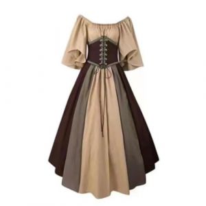 VDDTAGAM Robe Bal Robe Deguisement Femme Grande Taille Deguisement Femme Adulte Robe Moyen Age Femme Costume Sorciere Femme Robe Gothique Femme Halloween Robe Femme Hallowee(Khaki,S) (VDDTAGAM, neuf)