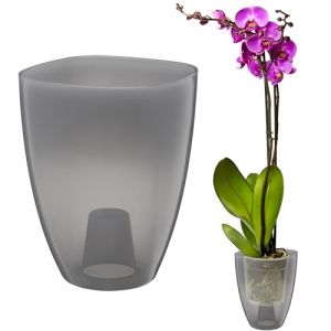 VERDENIA KAJA Pot à orchidées, Design Minimaliste, léger, pour l'intérieur, en polypropylène de qualité supérieure, Surface Transparente, Pratique et Fonctionnel, 12 x 12 x 17 cm, Gris (brick'n'bloom, neuf)
