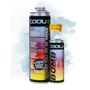 COOL5 5 en 1 - Kit de R&eacute;paration Climatisation AC Remplacer R134a Recharge Climatisation pour Voiture 1995-2016 + Bombe Rafra&icirc;chissante + Nettoyant Universel 500ml (ExtraMerchant, neuf)