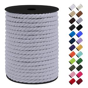 LEREATI Corde Macramé 8mm, 40m Fil Macramé Ficelle Corde Cordon Coton Naturelle, Grosse Corde Douce pour DIY, Porte Plante Mural, Jardin Décoration, Artisanat (Gris Clair) (LEREATI, neuf)