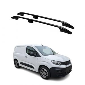 Barres de Toit longitudinales pour Peugeot Partner 2018-2024 L1 Court Alu Noir (omacfrance, neuf)