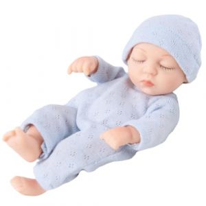 JAWSEU Poup&eacute;es Bebe, 18cm Bebe Reborn Silicone Poup&eacute;e B&eacute;b&eacute; Reborn Poupee Reborn Fille Realiste Nouveau-N&eacute; avec V&ecirc;tements Lavable Poupee Reborn Endormie Jouet Cadeau pour Enfant Fille Gar&ccedil;on (Haptre, neuf)