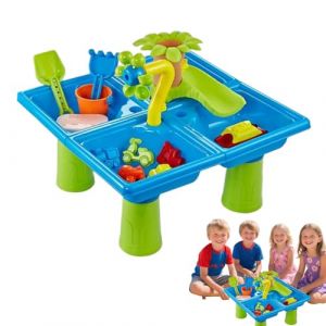 Generisch Table de jeux d'eau pour , jouets aquatiques en plastique pour l'extérieur et l'intérieur avec bac à sable, jouets sécurité et créativité, multifonction et facile à monter, 45 x 45 x (vusintalu, neuf)