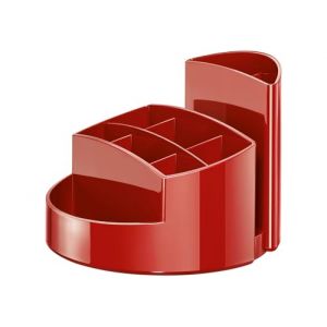 HAN Pot à crayons RONDO – Pot à crayons élégant avec 9 compartiments, stable, ultra brillant et de qualité supérieure, rouge, 17460-17 (KoolForYou, neuf)