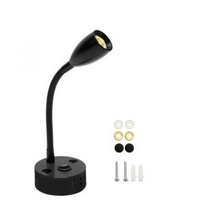 SJHFKDK Liseuse Murale Led Lampe de lecture 12 V for camping-car avec chargeur rapide USB Type-C, &eacute;clairage flexible 24 for bateau, remorque, int&eacute;rieur(3000K,Black) (Xianglin.store, neuf)
