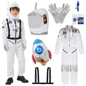 VICTERR Deguisement Astronaute Enfant, D&eacute;guisement Astronaute Enfant avec Costume Astronaute,Casque,Argent&eacute; Gants,Fus&eacute;e Ballons,pour Deguisement Halloween Carnaval Cosplay (xinmaike, neuf)