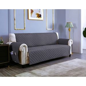 sevi's Housses de Canapé 3 Places 170cm Impermeable avec Accoudoirs, Réversible Protégé Canapes -Gris Foncé (Trame Italiane, neuf)