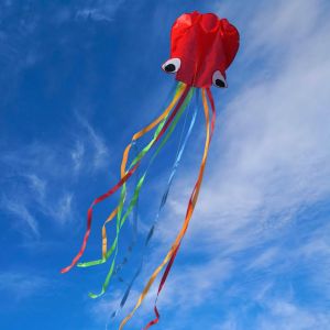 Hillylolly Cerf-Volant Pieuvre, Cerf Volant Enfant, Cerf Volant Acrobatique, Cerf Volant Monofil, Cerf-Volant Adulte, Cerfs-Volants et Jouets d'Extérieur Volants avec Cordon de 100 Mètres, Rouge (MINGSWL, neuf)