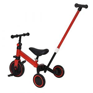 HUOLE Tricycle Vélo avec Pédale Amovible-3 en 1 Vélo Draisienne Évolutif avec Putter pour Enfants 2-4 Ans, Siège et Poignée Réglablespour Garçon et Fille-Charge 25 kg (Rouge) (Hechheu, neuf)