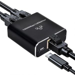 LAN 1 a 2 Internet Splitter, Gigabit Network Ethernet, Ethernet RJ45 1 &agrave; 2, Gigabit Switch Internet 2 Port, Switch Ethernet Splitter, Ethernet R&eacute;partiteur 1000 Mbps pour Ordinateur,Commutateur,Routeur (beadshuan, neuf)