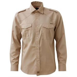 ROCK-IT Apparel Chemise &agrave; Manches Longues pour Hommes - 100% Coton - avec &eacute;paulettes - pour Le Travail et Les Loisirs - avec Fermeture &agrave; Boutons [S-5XL] Tailles r&eacute;guli&egrave;res Beige 5X-Large (Triton Style - Merchandising, neuf)