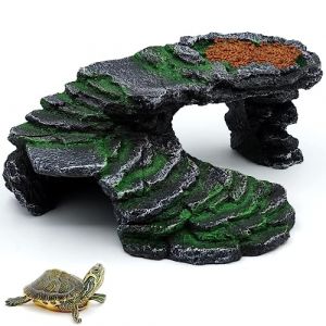 bangminda Cachette Reptile Plate-Forme pour Reptiles Plateforme de Tortue Rocher Grotte Gécko Habitat Décoration de Terrarium Plateforme de Basking pour Reptiles Ornement d'aquarium (STARPIA, neuf)