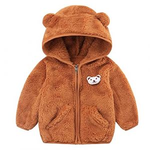 Veste Polaire Bebe Garcon 0-24 Mois Hiver Chaud Manteau Bebe Fille Capuche Oreille de Ours Mignon Blousons garçon Peluche Leger Doux Pull Sweat zippé Vetement Bebe Naissance (Coffee, 18-24 Mois) (Huttam, neuf)