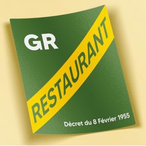 SC ® - Sticker/Autocollant - Licence Restaurant (GR) Grande Restauration - Conforme à la réglementation - Décret du 8 Février1955 - Fabrication Française (S-C, neuf)