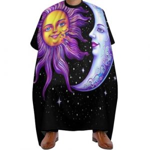 Cape de Barbier Art de la sorcière violette gothique soleil lune, Antistatique Tablier de Coiffure Unisexe Cape de Coupe pour Salon Adultes 140X168cm (guangzhouchengzemaoyizhongxingerenduzi, neuf)