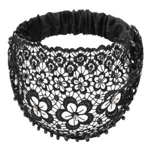 Bandeau en dentelle pour femme &ndash; Large bandeau en dentelle florale | Bandeau &eacute;lastique en dentelle florale | Accessoires pour cheveux pour femmes et filles, &eacute;charpe de cheveux &eacute;l&eacute;gante pour yoga, gym (Huiting-R, neuf)