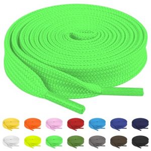 TBOC 2X Lacets Ruban Plats Fluor Vert Lacet Plat [140 cm] Chaussures Baskets Patin Sport |Compatible avec Chaussure Converse Nike Air Force Adidas Stan Smith Puma Timberland Vans pour Enfant Adulte (THE BIG OUTLET COMPANY, neuf)